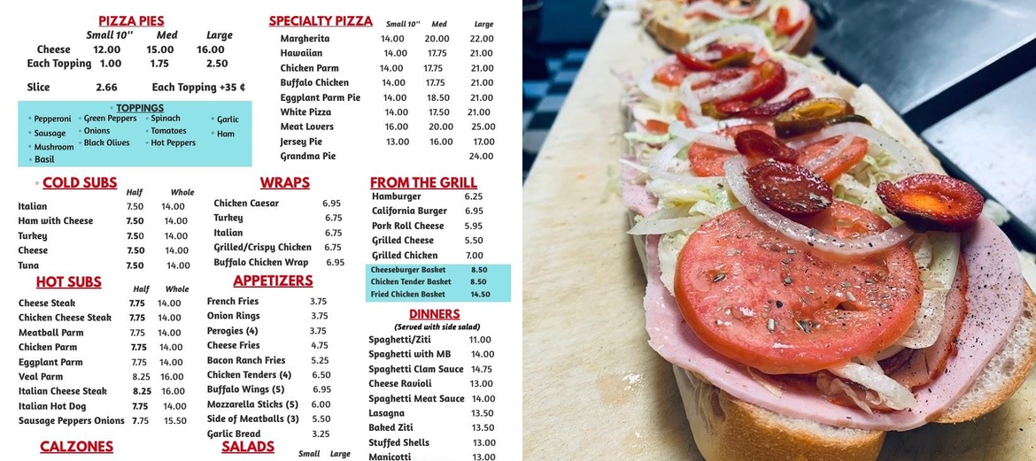 Catanzareti Pizza Menu
