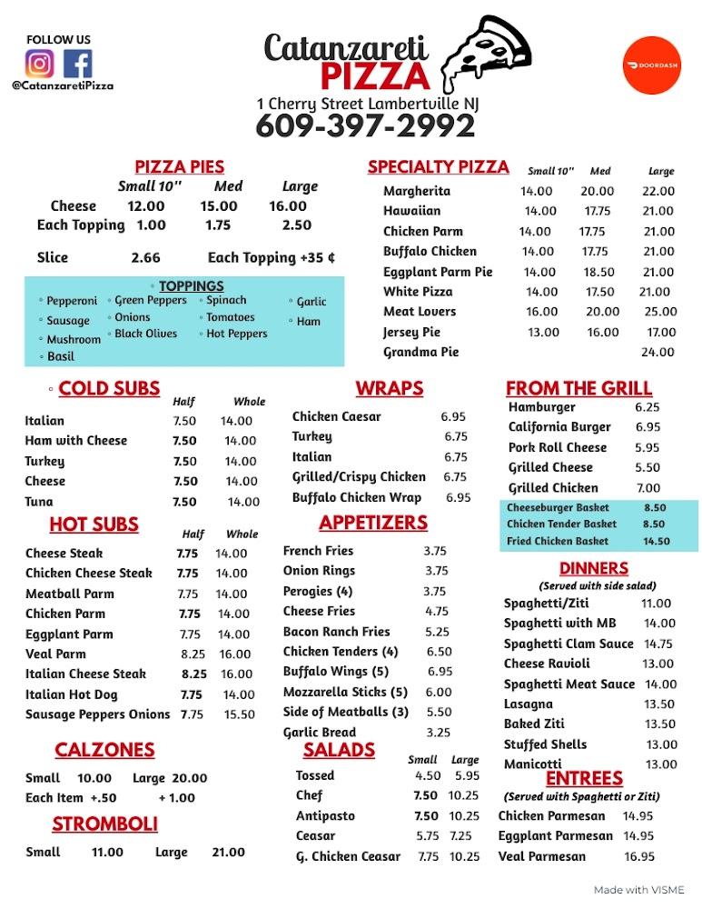 Catanzareti Pizza Menu image 1